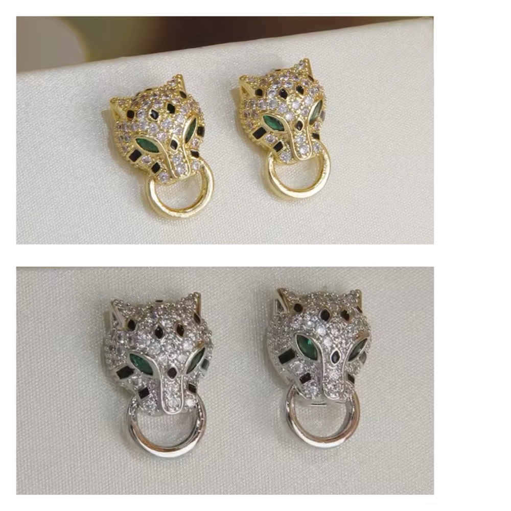 🐘🐘 14K Gold Plated Emerald Diamond Stud Earrings